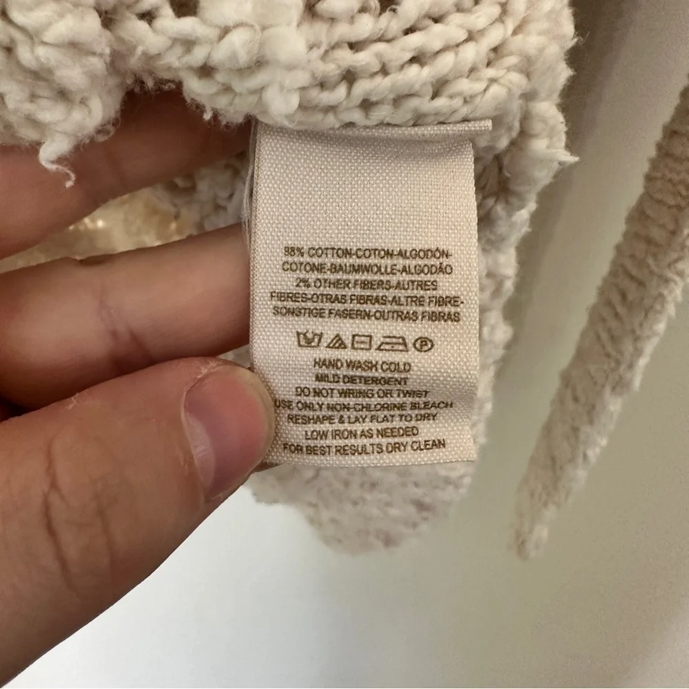 Free People Songbird Ivory knit Pullover Sweater Medium